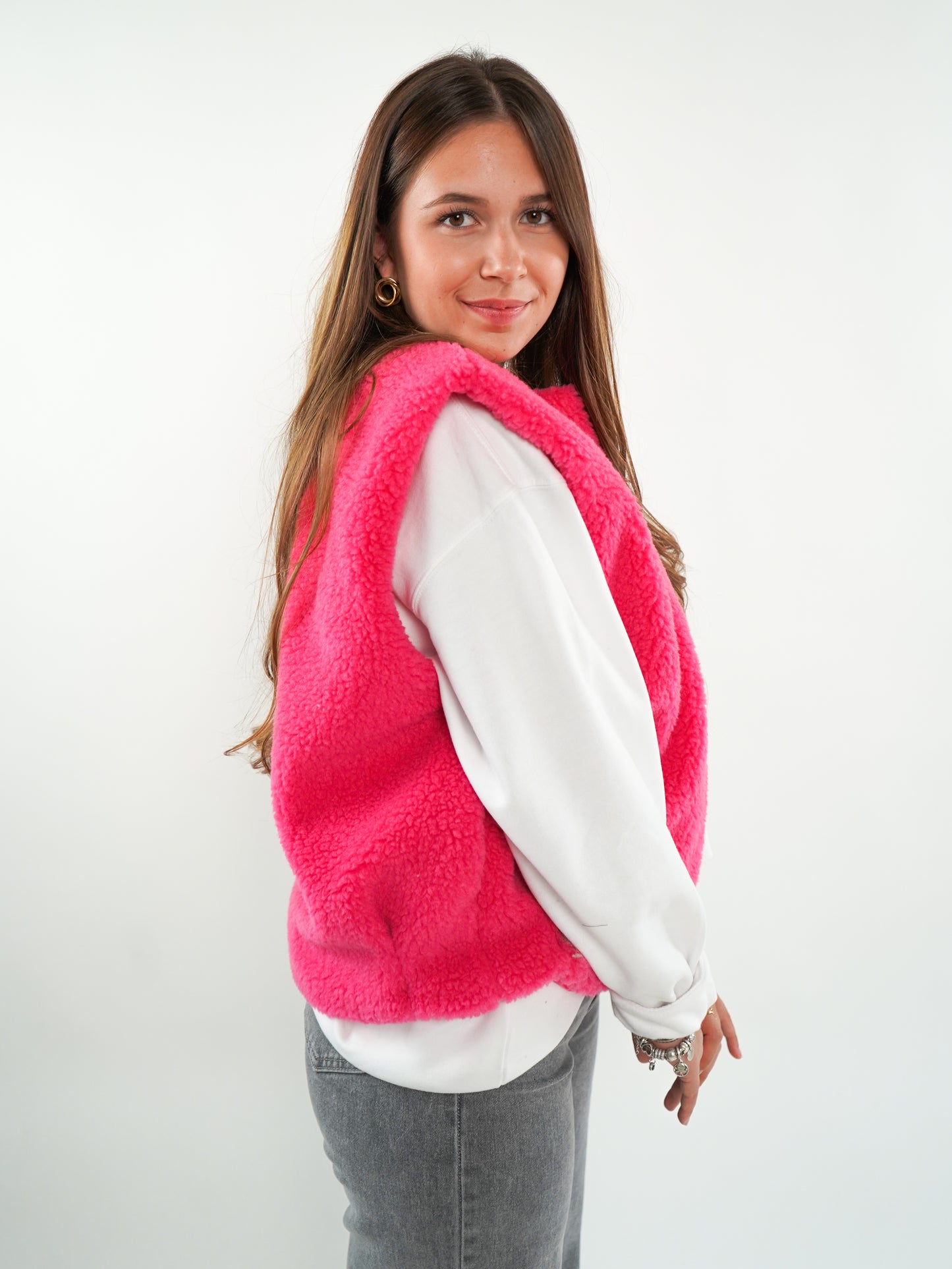 Oversize Teddy Weste ANNISVIEW - Rosa