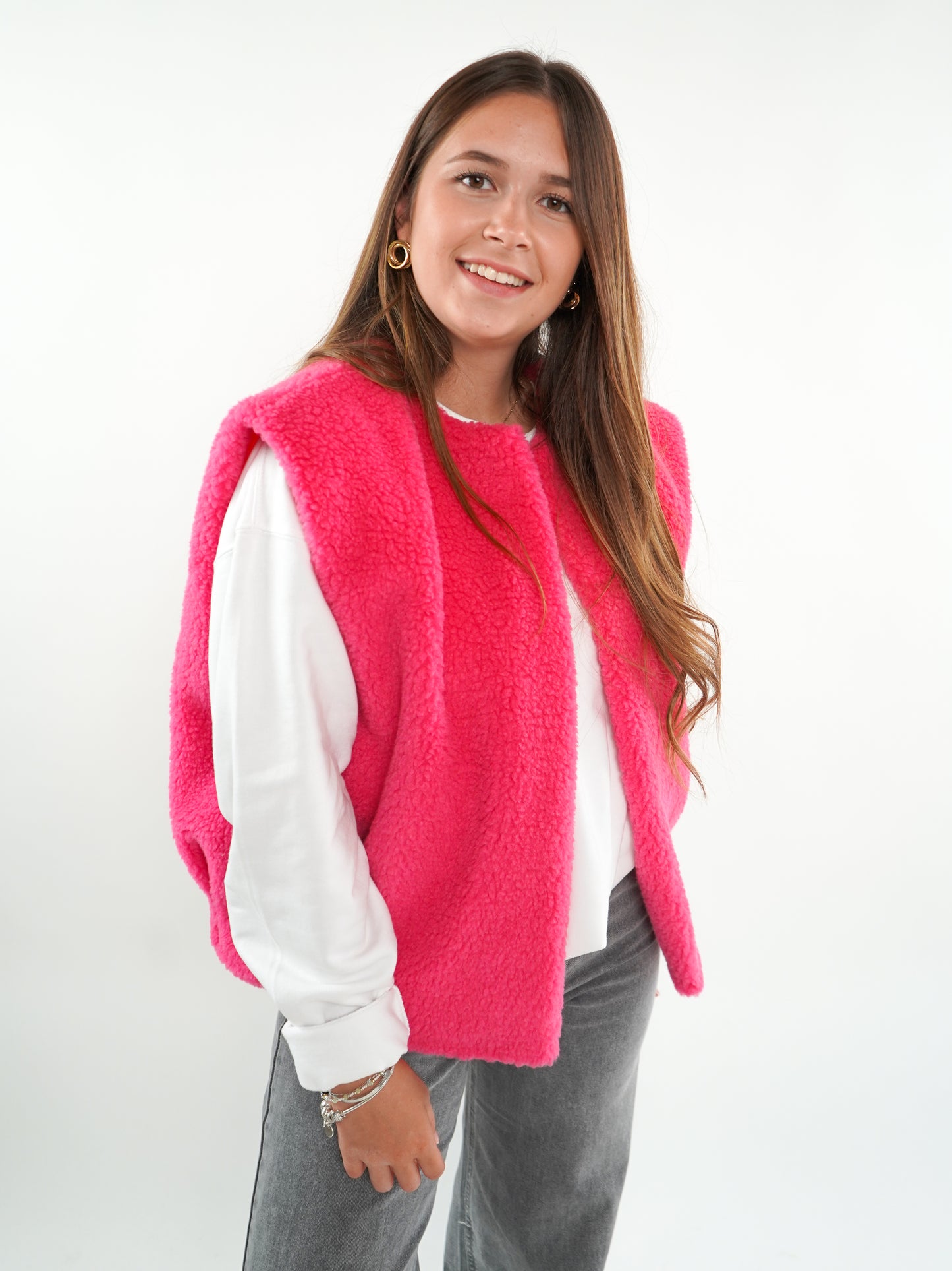 Oversize Teddy Weste ANNISVIEW - Rosa