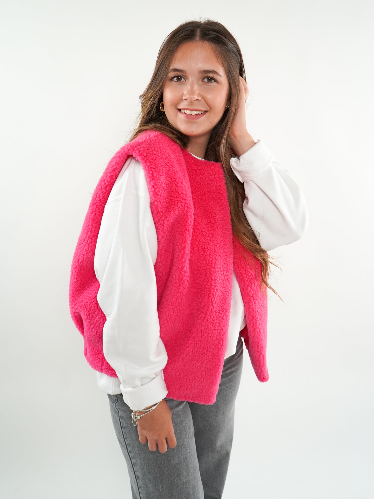 Oversize Teddy Weste ANNISVIEW - Rosa