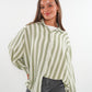 Musselinbluse Bold Stripes kurz - Weiß/Khaki