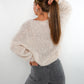 Bouclé Moment Strickpullover - Weiß