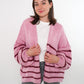 Cozy Strickjacke Felina Stripes - Rosa mit Bordeaux