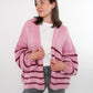 Cozy Strickjacke Felina Stripes - Rosa mit Bordeaux