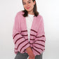 Cozy Strickjacke Felina Stripes - Rosa mit Bordeaux