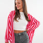 Musselinbluse Bold Stripes kurz - Rosa/Rot