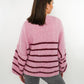 Cozy Strickjacke Felina Stripes - Rosa mit Bordeaux