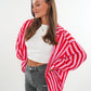 Musselinbluse Bold Stripes kurz - Rosa/Rot