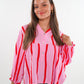 Musselinbluse Luna Wide Stripes - Rosa/Rot