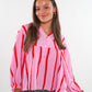 Musselinbluse Luna Wide Stripes - Rosa/Rot