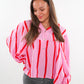 Musselinbluse Luna Wide Stripes - Rosa/Rot