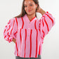 Musselinbluse Luna Wide Stripes - Rosa/Rot