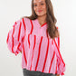 Musselinbluse Luna Wide Stripes - Rosa/Rot