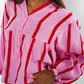 Musselinbluse Luna Wide Stripes - Rosa/Rot