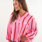 Musselinbluse Luna Wide Stripes - Rosa/Rot