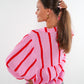 Musselinbluse Luna Wide Stripes - Rosa/Rot