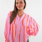 Musselinbluse Luna Wide Stripes- Rosa/Orange