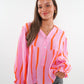 Musselinbluse Luna Wide Stripes- Rosa/Orange