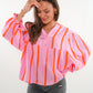 Musselinbluse Luna Wide Stripes- Rosa/Orange