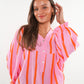 Musselinbluse Luna Wide Stripes- Rosa/Orange