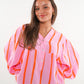 Musselinbluse Luna Wide Stripes- Rosa/Orange