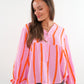 Musselinbluse Luna Wide Stripes- Rosa/Orange