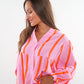 Musselinbluse Luna Wide Stripes- Rosa/Orange