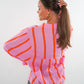 Musselinbluse Luna Wide Stripes- Rosa/Orange