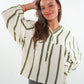 Musselinbluse Luna Wide Stripes - Beige/Khaki