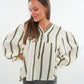 Musselinbluse Luna Wide Stripes - Beige/Khaki