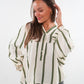 Musselinbluse Luna Wide Stripes - Beige/Khaki