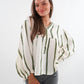 Musselinbluse Luna Wide Stripes - Beige/Khaki