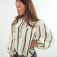 Musselinbluse Luna Wide Stripes - Beige/Khaki