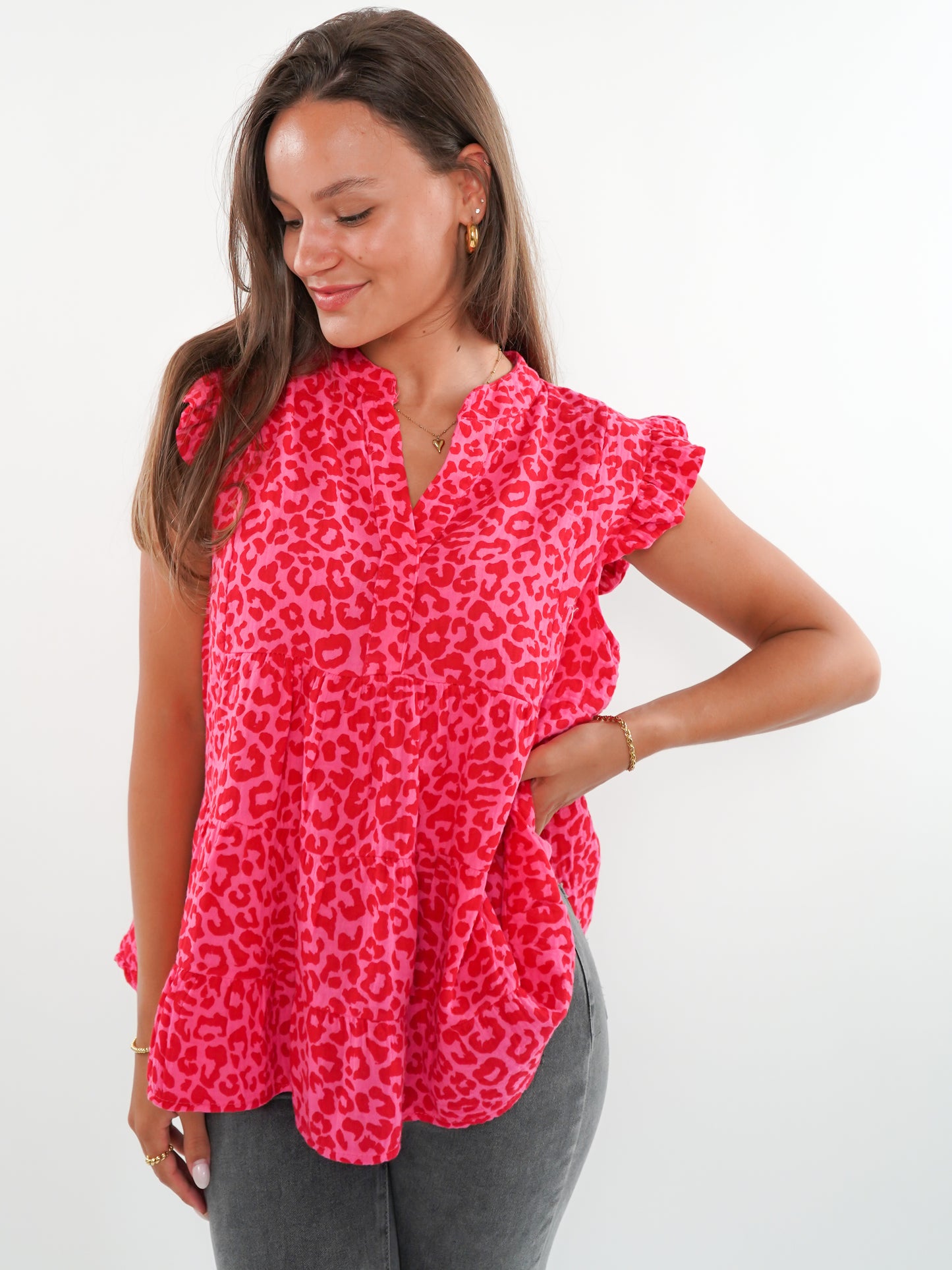 Musselin Hängerbluse Emma - Leo Pink