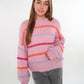 Cozy Strickpullover Stripes - Hellrosa