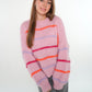 Cozy Strickpullover Stripes - Hellrosa