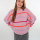 Cozy Strickpullover Stripes - Hellrosa