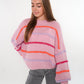 Cozy Strickpullover Stripes - Hellrosa