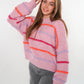 Cozy Strickpullover Stripes - Hellrosa