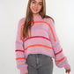 Cozy Strickpullover Stripes - Hellrosa