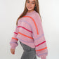 Cozy Strickpullover Stripes - Hellrosa