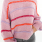 Cozy Strickpullover Stripes - Hellrosa