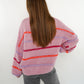 Cozy Strickpullover Stripes - Hellrosa