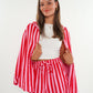 Musselinbluse Bold Stripes kurz - Rosa/Rot