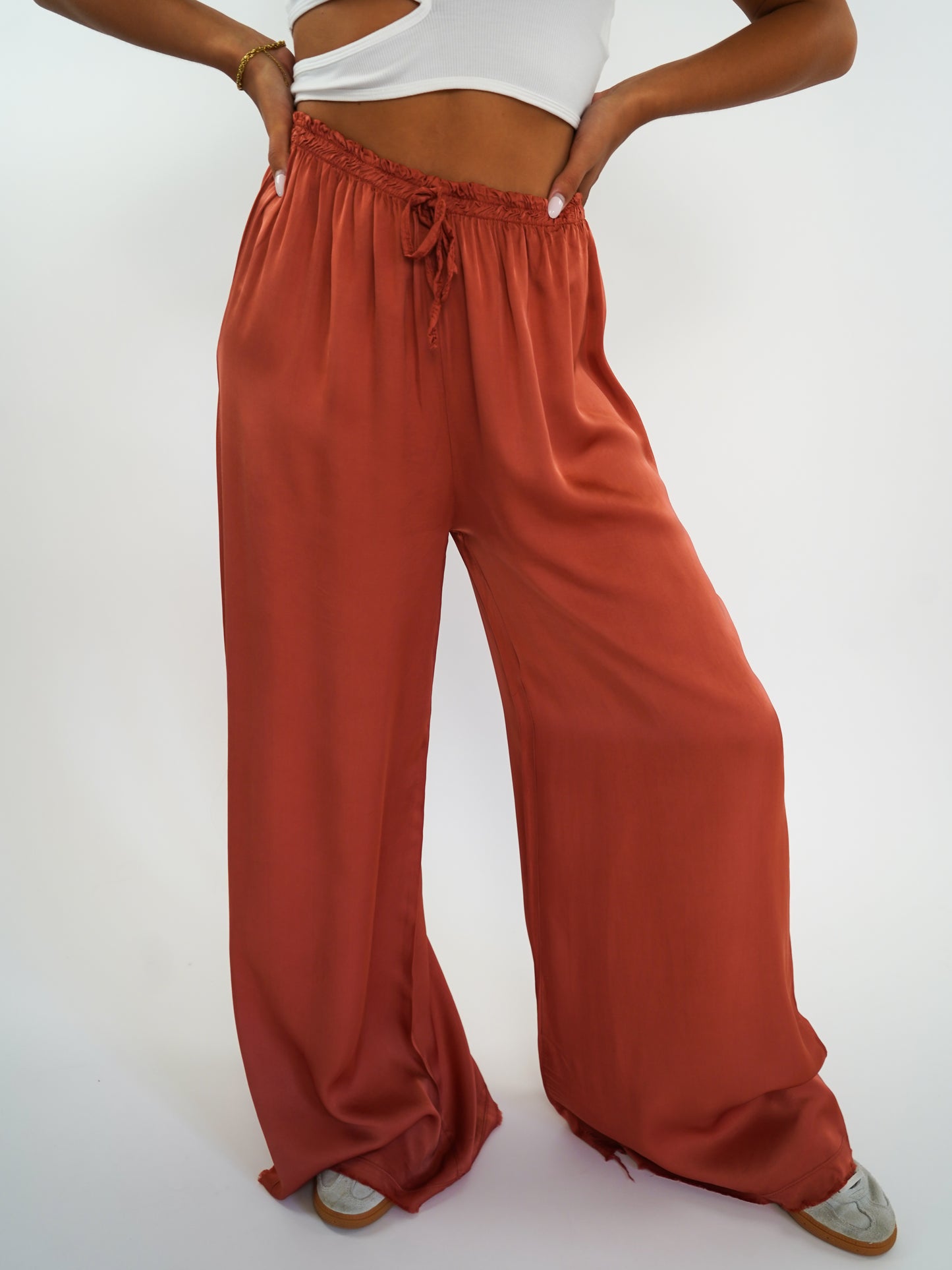 Silky Wide Leg Hose Charlie - Rostbraun