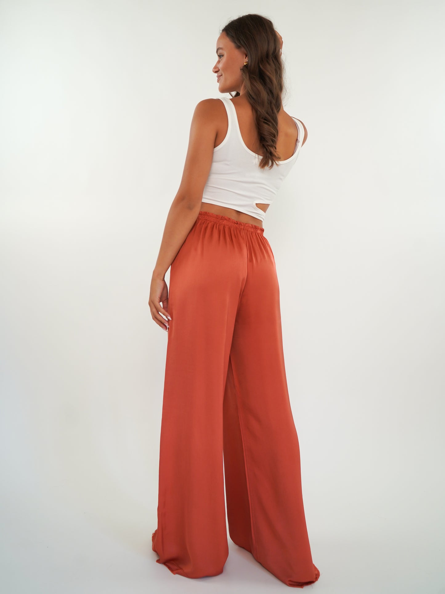 Silky Wide Leg Hose Charlie - Rostbraun