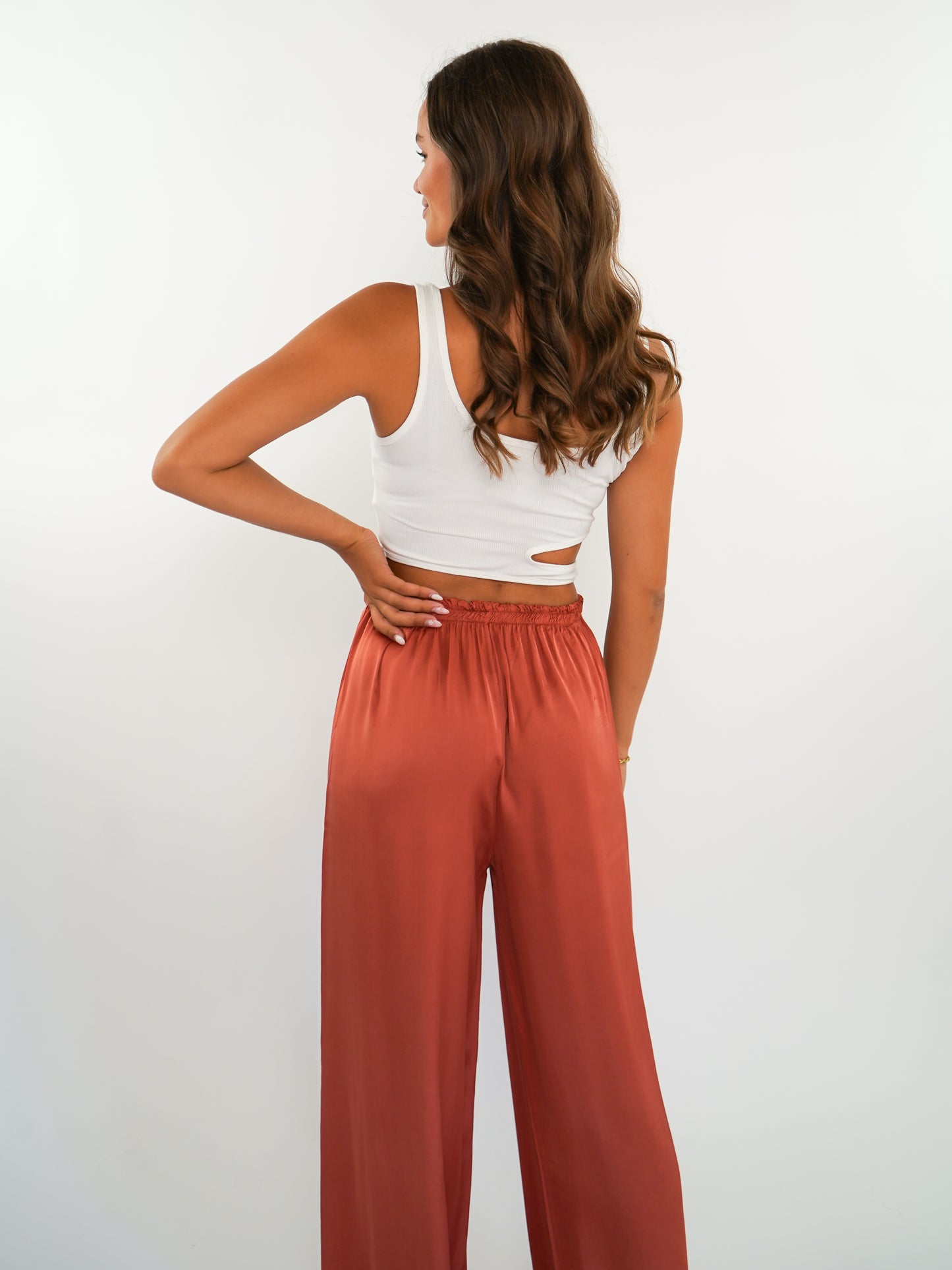 Silky Wide Leg Hose Charlie - Rostbraun