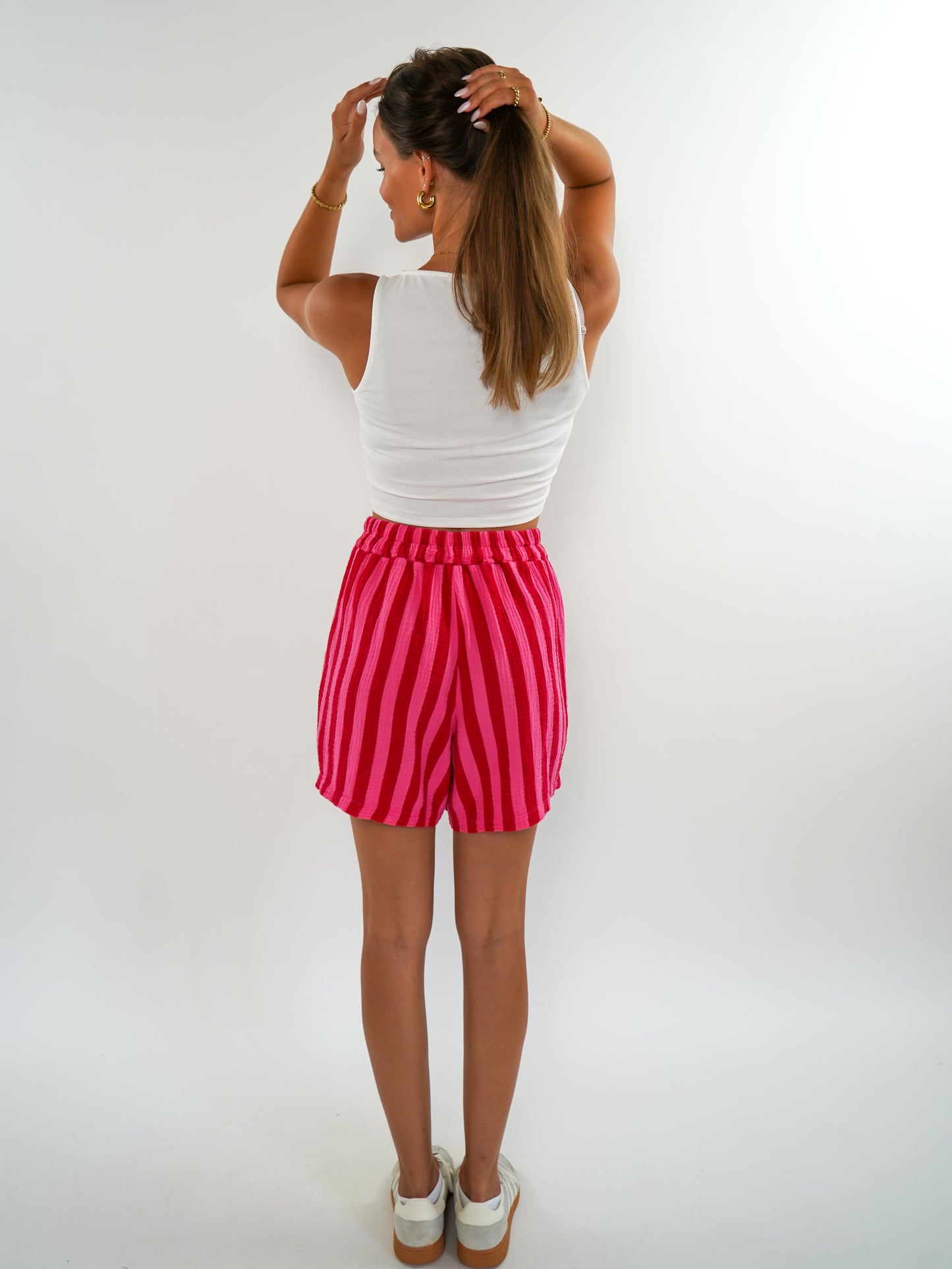 Striped Shorts Musselin - Pink/Rot