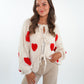 LUCKY DEAL 1224 Heart Knit Bow Jacket Cremebeige - vom Umtausch ausgeschlossen -