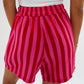 Striped Shorts Musselin - Pink/Rot