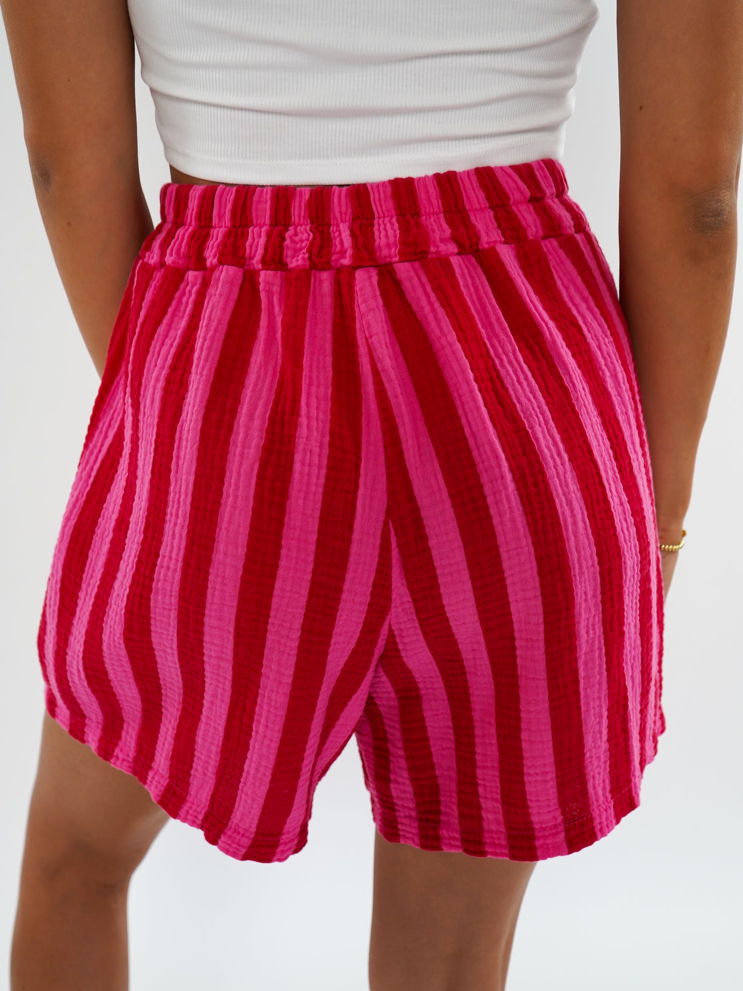 Striped Shorts Musselin - Pink/Rot